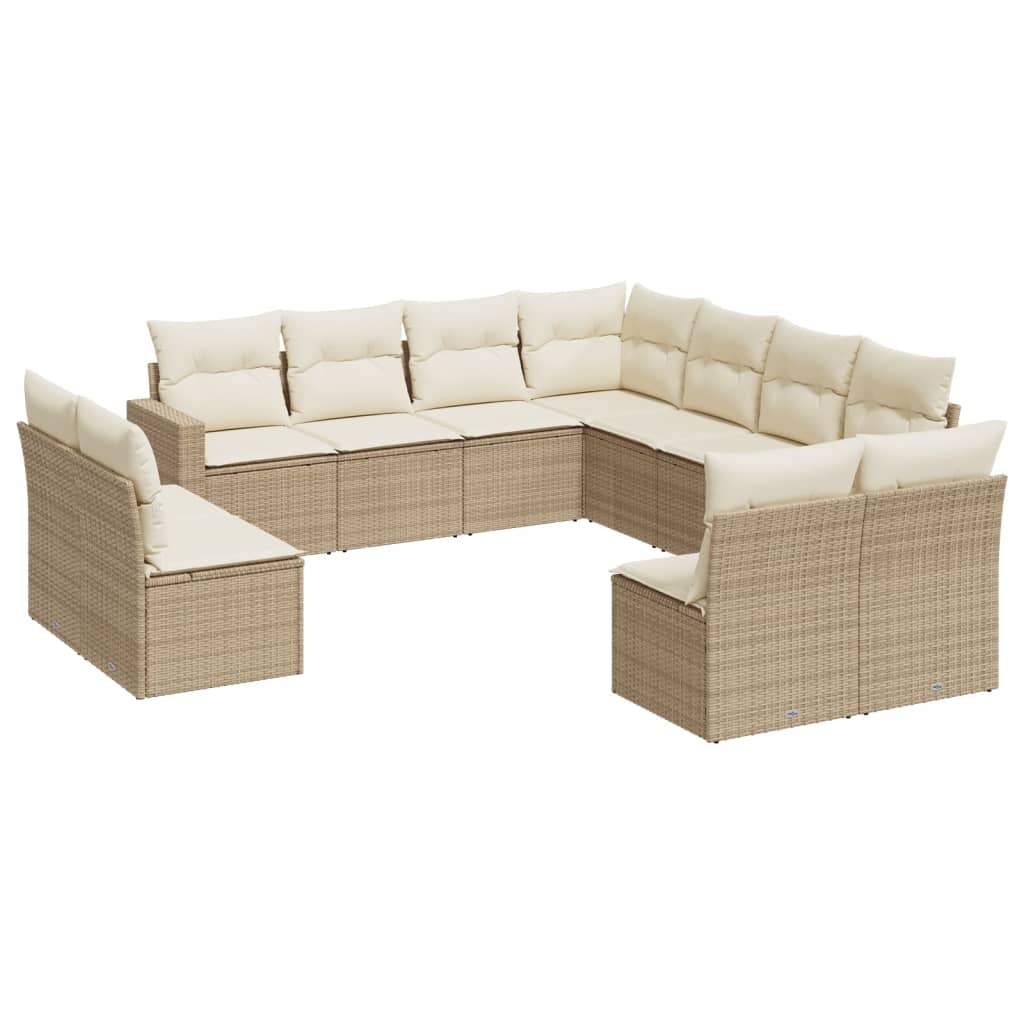 11-delige Tuinset met kussens poly rattan beige is nu te koop bij PeponiXL, paradijselijk wonen!
