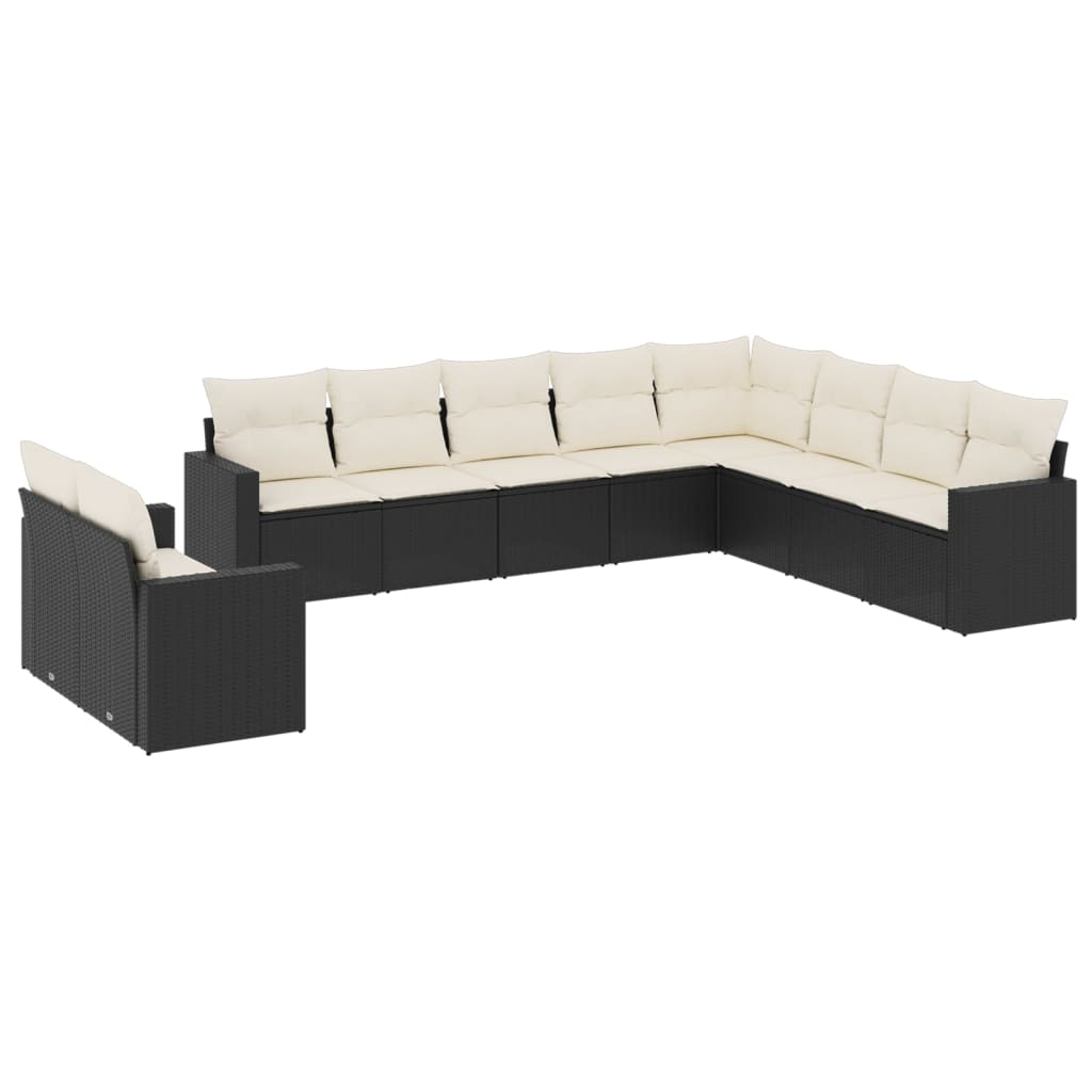 10-delige Loungeset met kussens poly rattan zwart is nu te koop bij PeponiXL, paradijselijk wonen!
