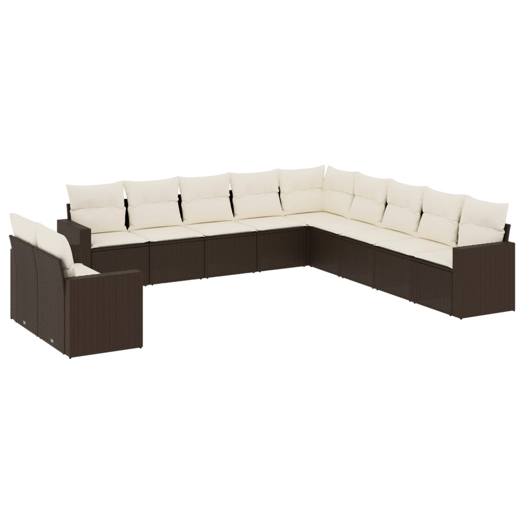 11-delige Loungeset met kussens poly rattan bruin is nu te koop bij PeponiXL, paradijselijk wonen!