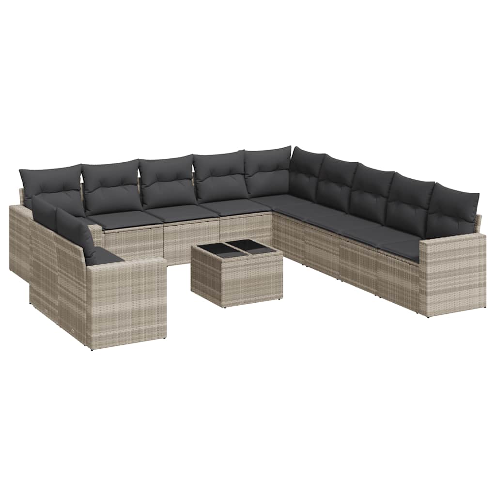 12-delige Loungeset met kussens poly rattan lichtgrijs is nu te koop bij PeponiXL, paradijselijk wonen!