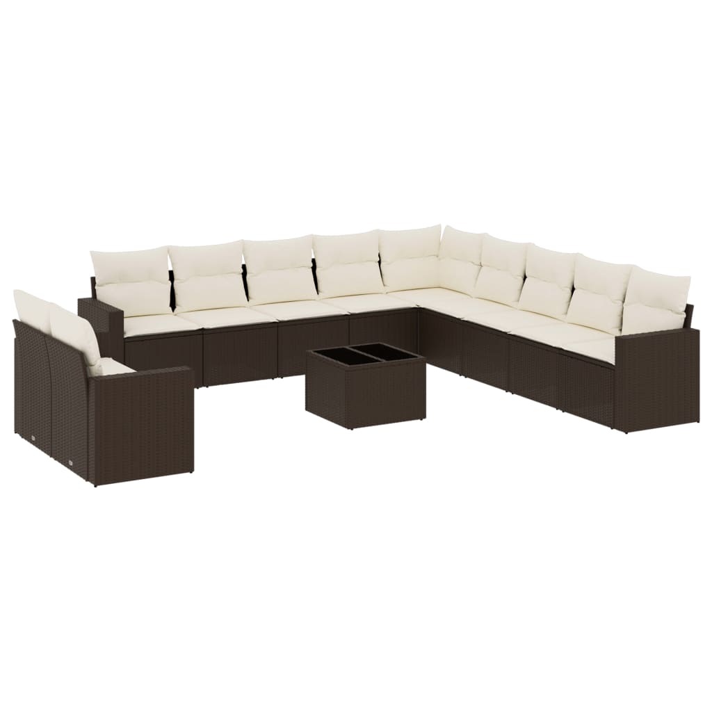 12-delige Loungeset met kussens poly rattan bruin is nu te koop bij PeponiXL, paradijselijk wonen!