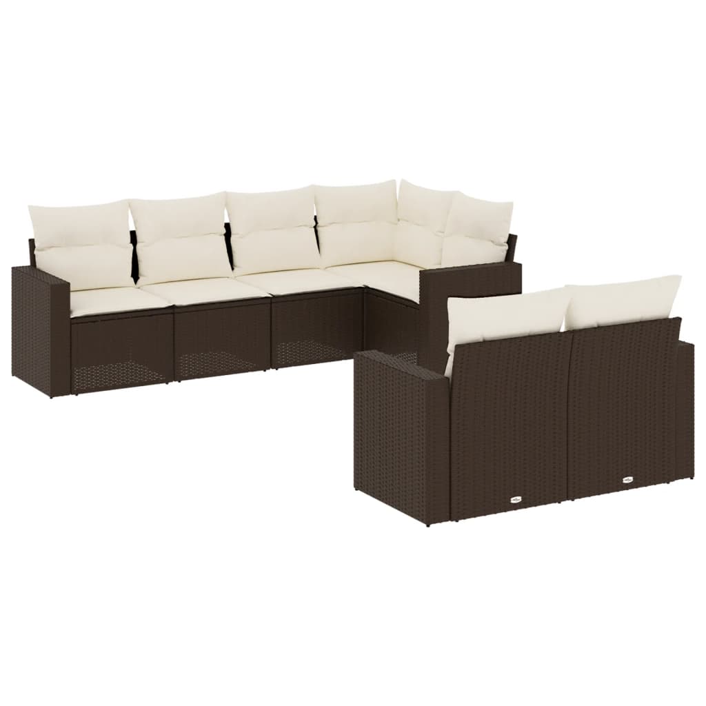 7-delige Loungeset met kussens poly rattan bruin is nu te koop bij PeponiXL, paradijselijk wonen!