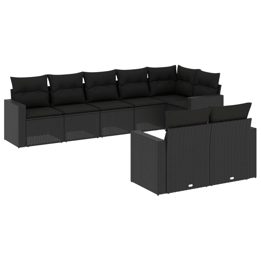8-delige Loungeset met kussens poly rattan zwart is nu te koop bij PeponiXL, paradijselijk wonen!