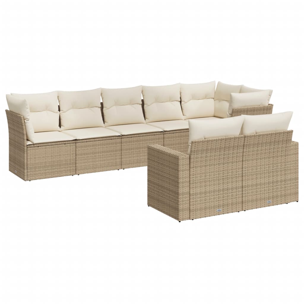 8-delige Loungeset met kussens poly rattan beige is nu te koop bij PeponiXL, paradijselijk wonen!
