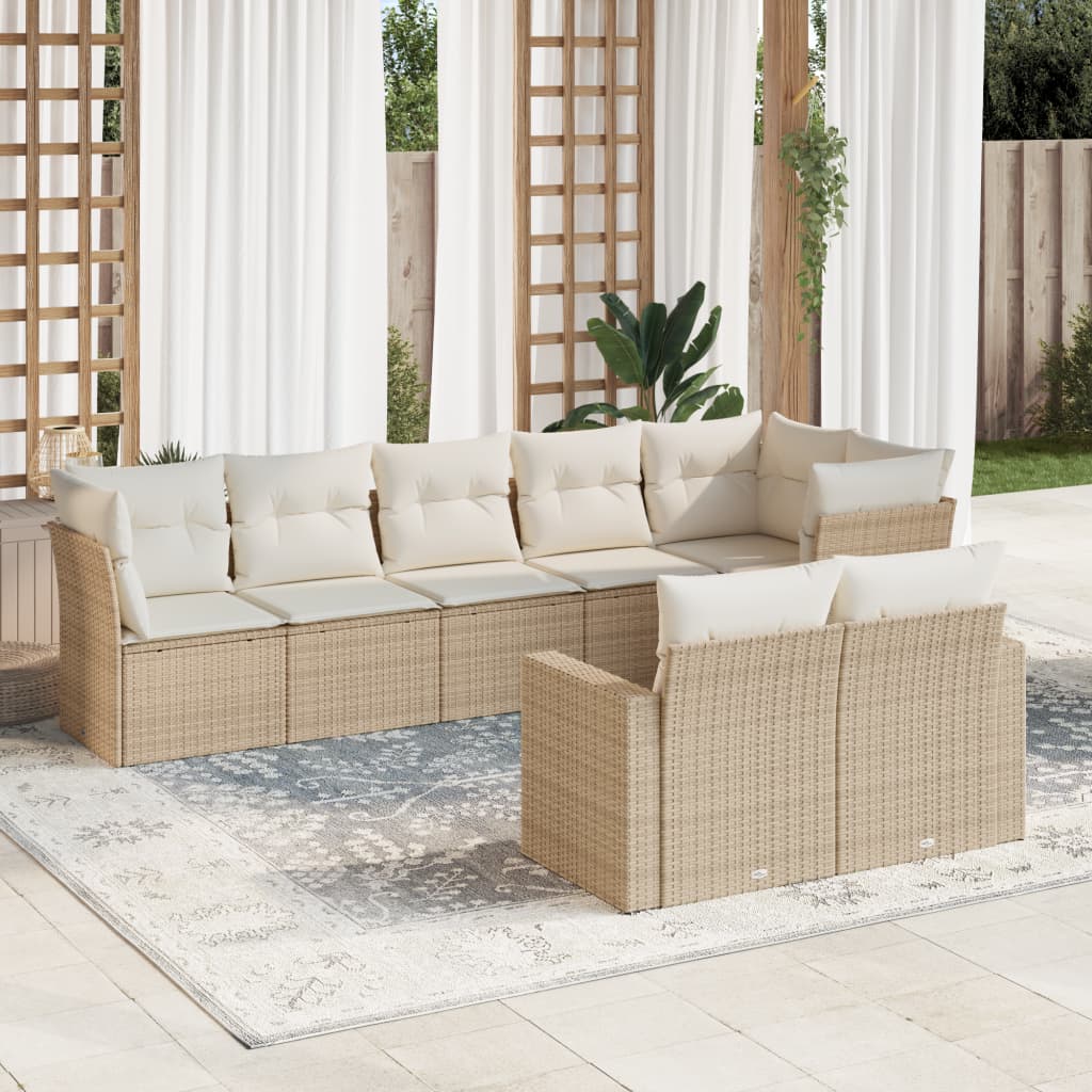 8-delige Loungeset met kussens poly rattan beige is nu te koop bij PeponiXL, paradijselijk wonen!