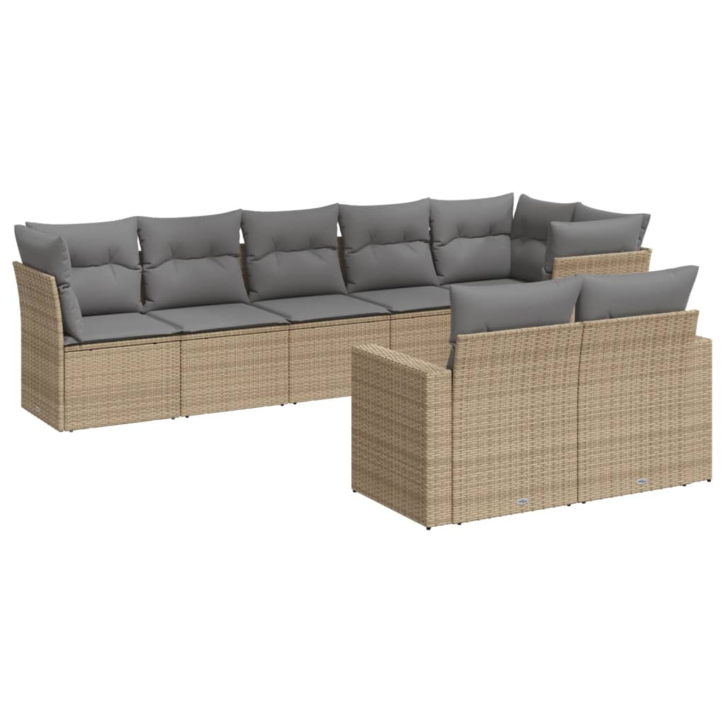 8-delige Loungeset met kussens poly rattan beige is nu te koop bij PeponiXL, paradijselijk wonen!