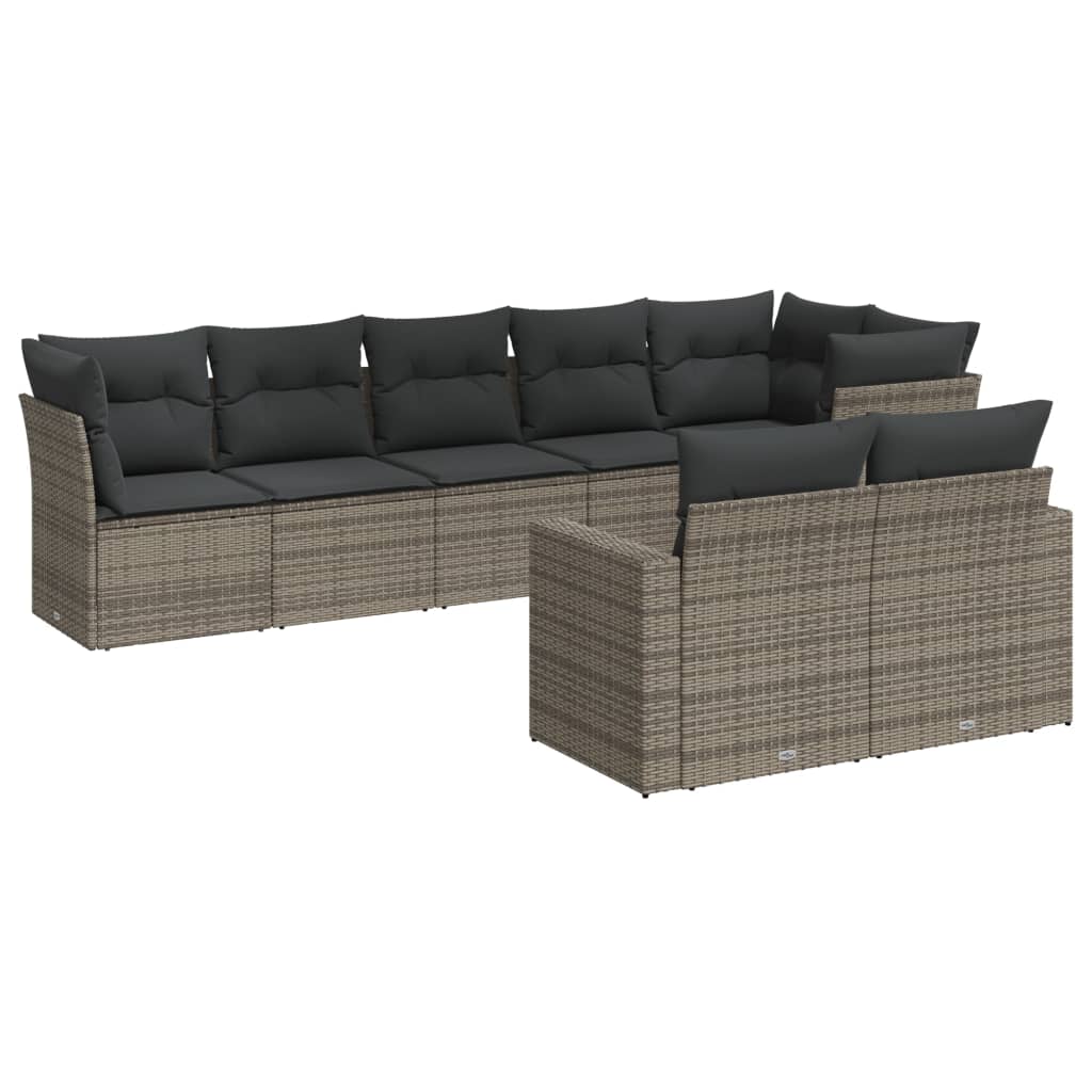 8-delige Loungeset met kussens poly rattan grijs is nu te koop bij PeponiXL, paradijselijk wonen!