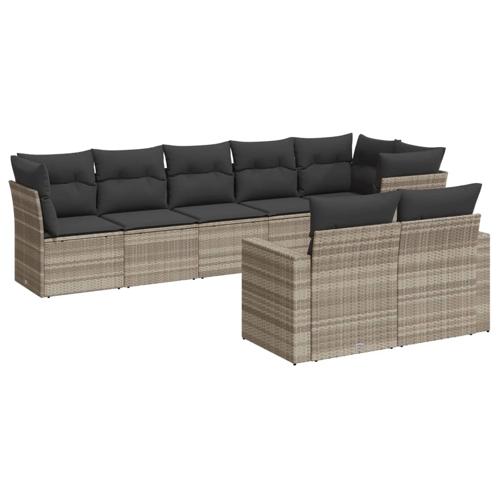 8-delige Loungeset met kussens poly rattan lichtgrijs is nu te koop bij PeponiXL, paradijselijk wonen!