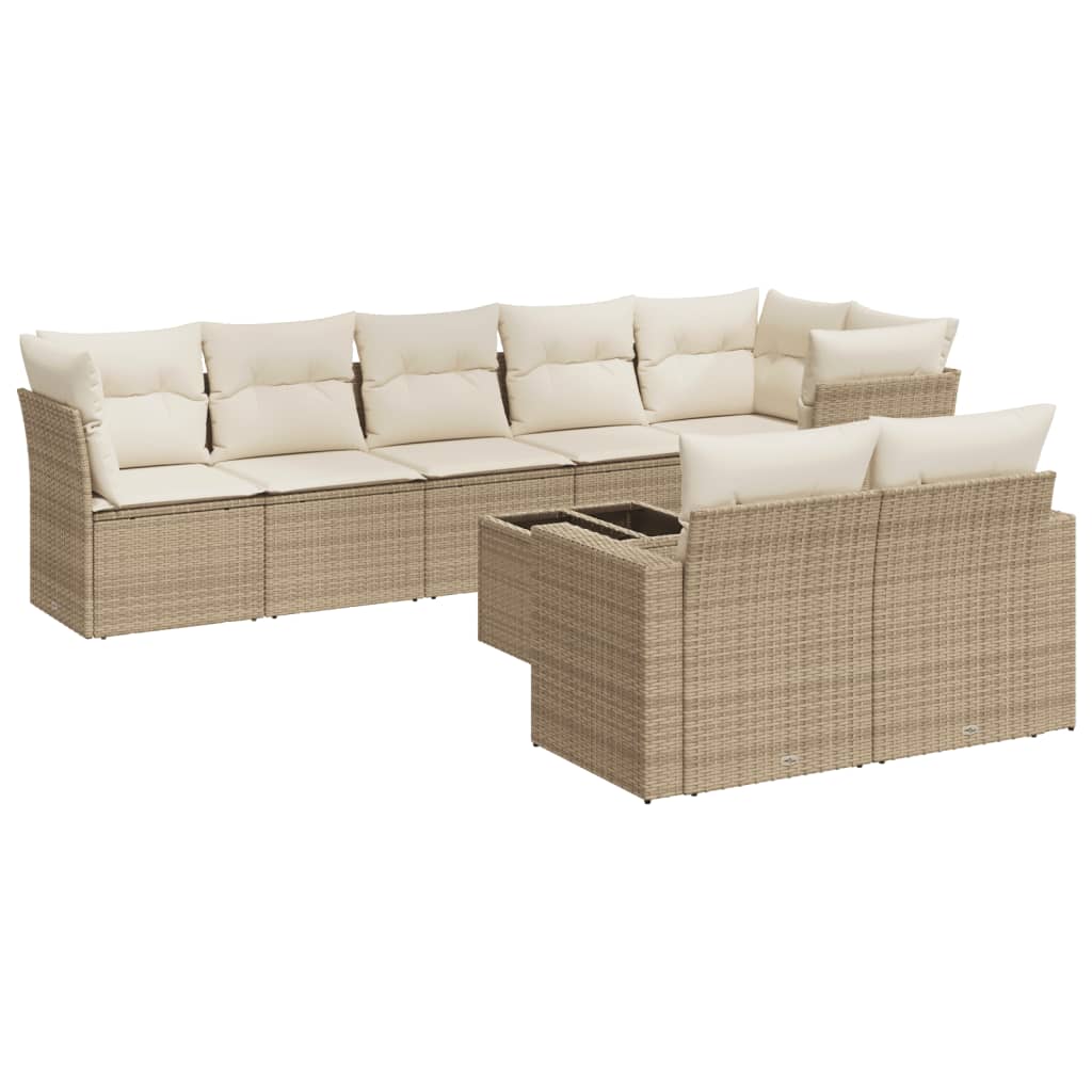 9-delige Loungeset met kussens poly rattan beige is nu te koop bij PeponiXL, paradijselijk wonen!