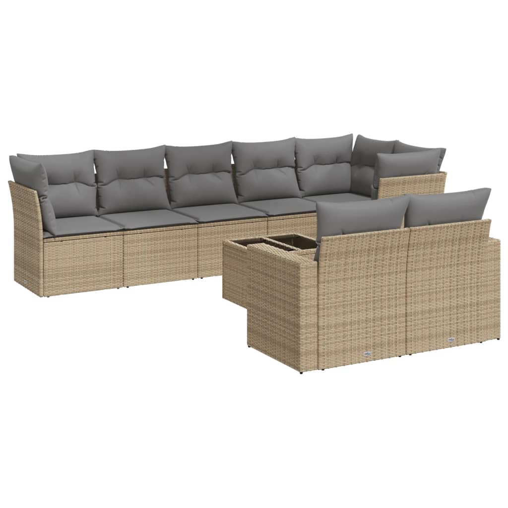 9-delige Loungeset met kussens poly rattan beige is nu te koop bij PeponiXL, paradijselijk wonen!