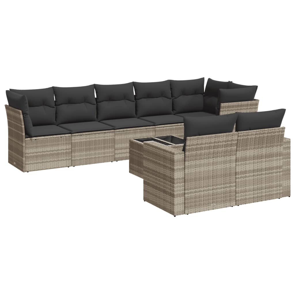 9-delige Loungeset met kussens poly rattan lichtgrijs is nu te koop bij PeponiXL, paradijselijk wonen!