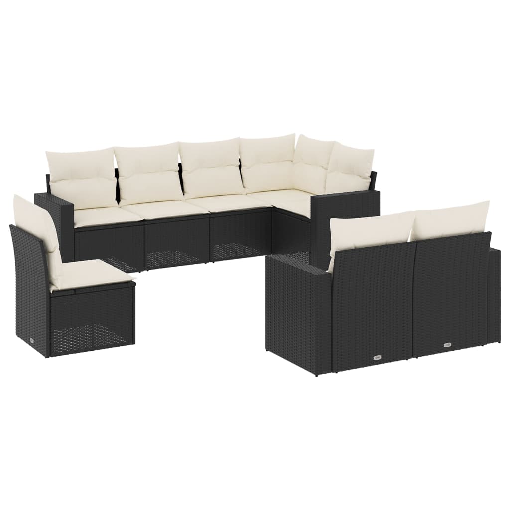 8-delige Loungeset met kussens poly rattan zwart is nu te koop bij PeponiXL, paradijselijk wonen!