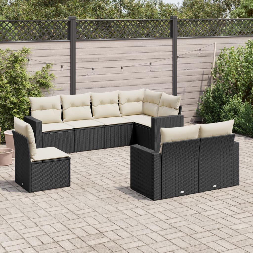 8-delige Loungeset met kussens poly rattan zwart is nu te koop bij PeponiXL, paradijselijk wonen!