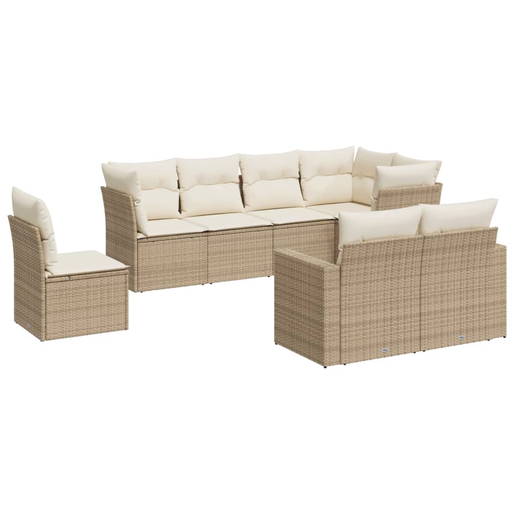 8-delige Loungeset met kussens poly rattan beige is nu te koop bij PeponiXL, paradijselijk wonen!