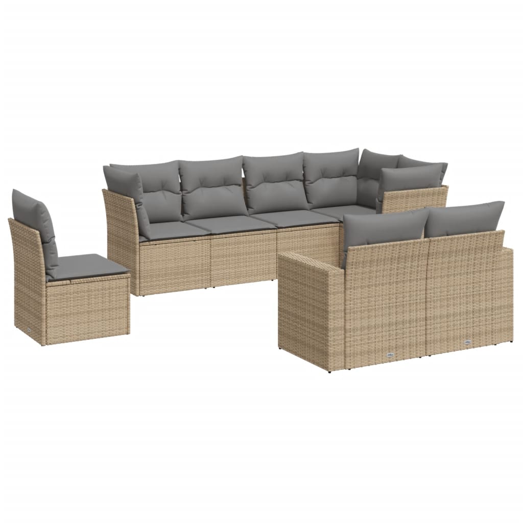 8-delige Loungeset met kussens poly rattan beige is nu te koop bij PeponiXL, paradijselijk wonen!