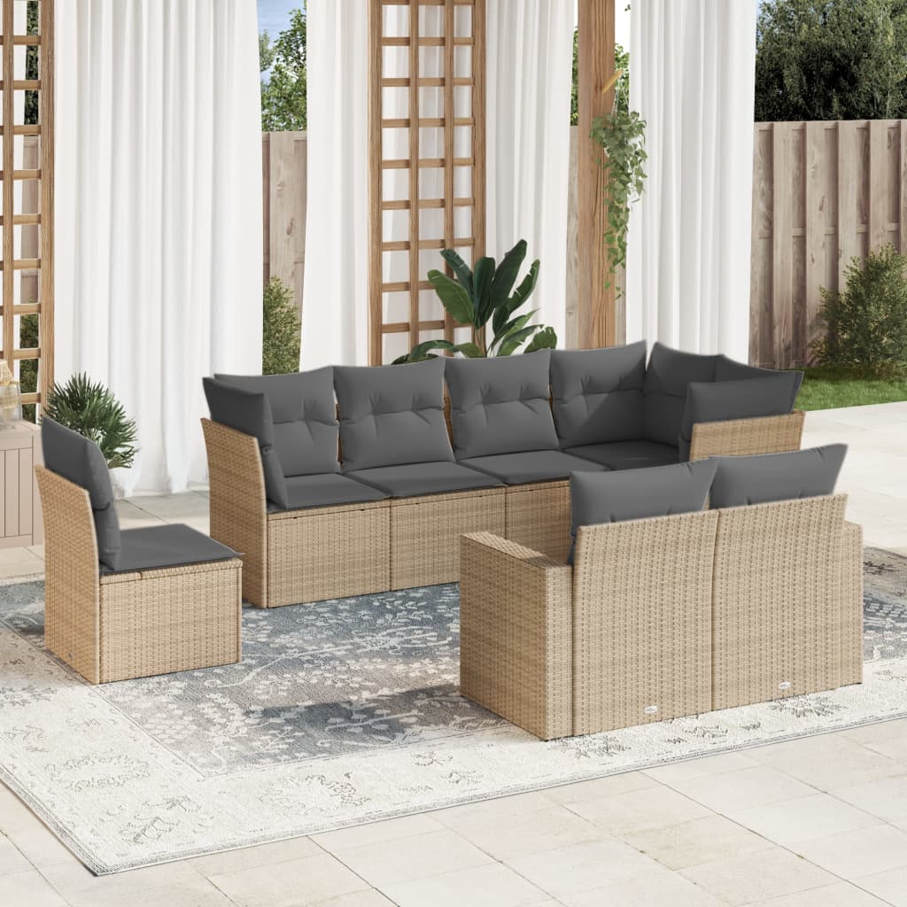 8-delige Loungeset met kussens poly rattan beige is nu te koop bij PeponiXL, paradijselijk wonen!