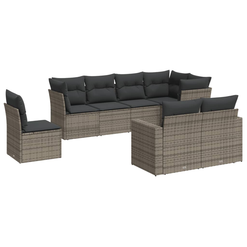 8-delige Loungeset met kussens poly rattan grijs is nu te koop bij PeponiXL, paradijselijk wonen!