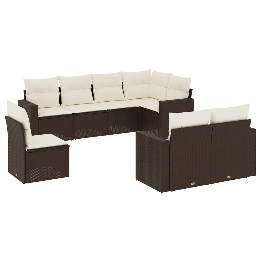 8-delige Loungeset met kussens poly rattan bruin is nu te koop bij PeponiXL, paradijselijk wonen!