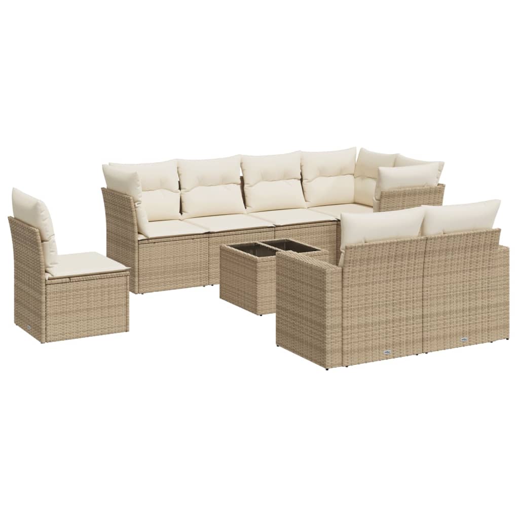 9-delige Loungeset met kussens poly rattan beige is nu te koop bij PeponiXL, paradijselijk wonen!