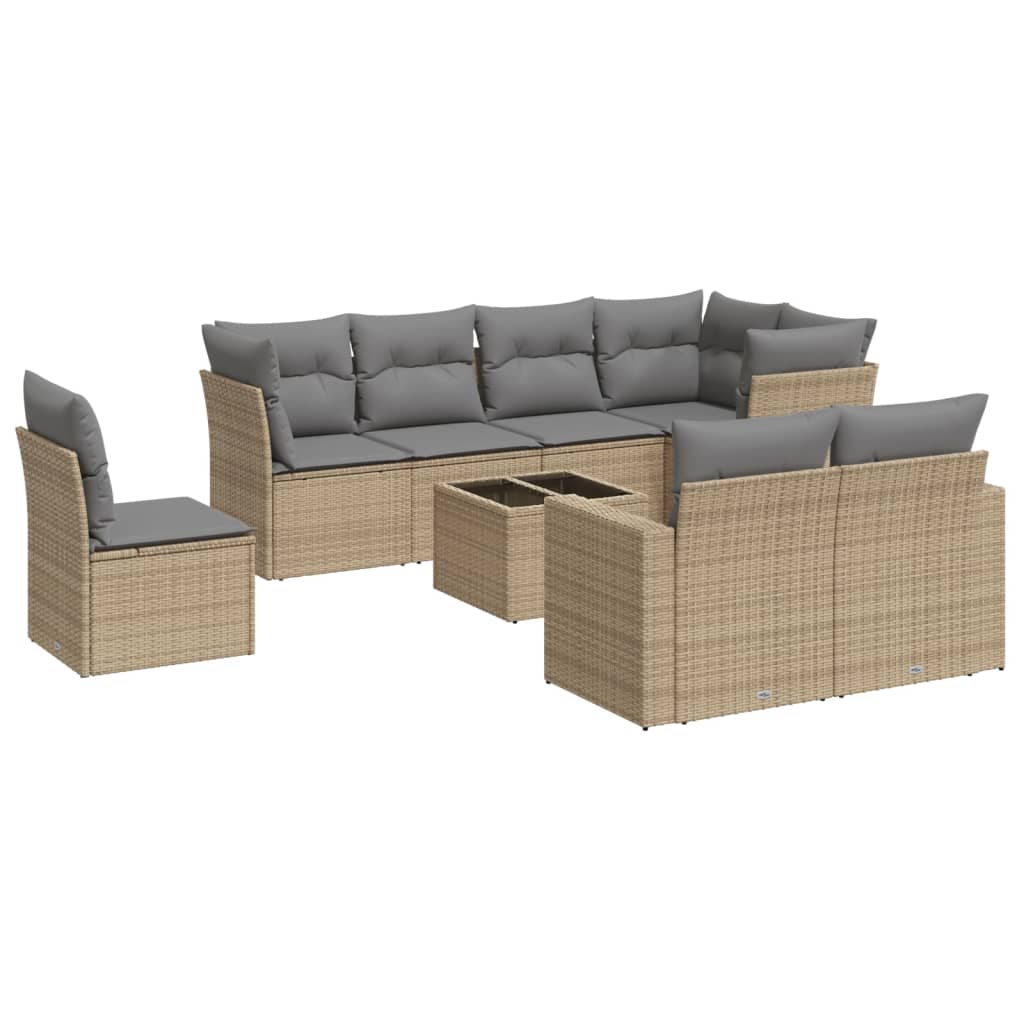 9-delige Loungeset met kussens poly rattan beige is nu te koop bij PeponiXL, paradijselijk wonen!