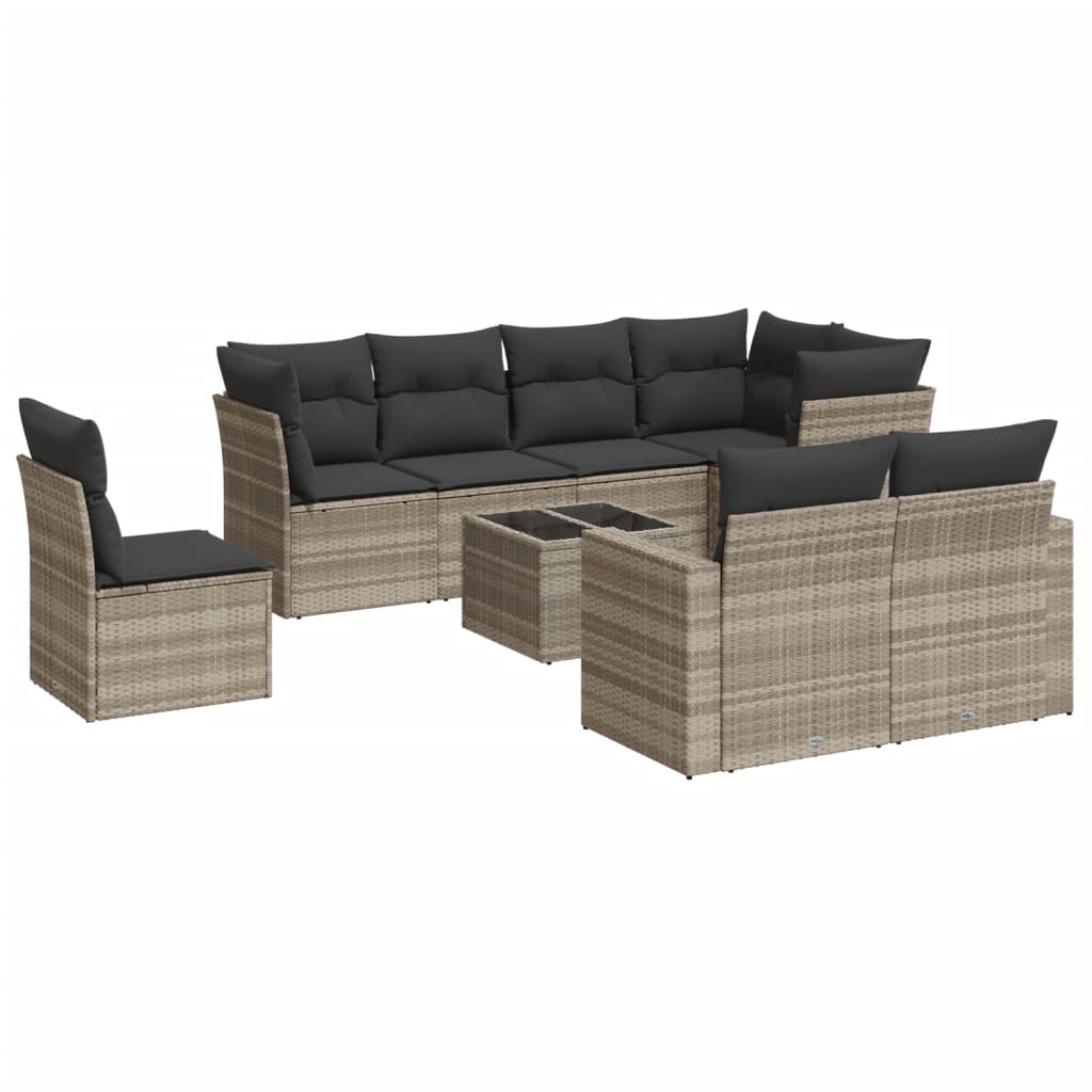9-delige Loungeset met kussens poly rattan lichtgrijs is nu te koop bij PeponiXL, paradijselijk wonen!