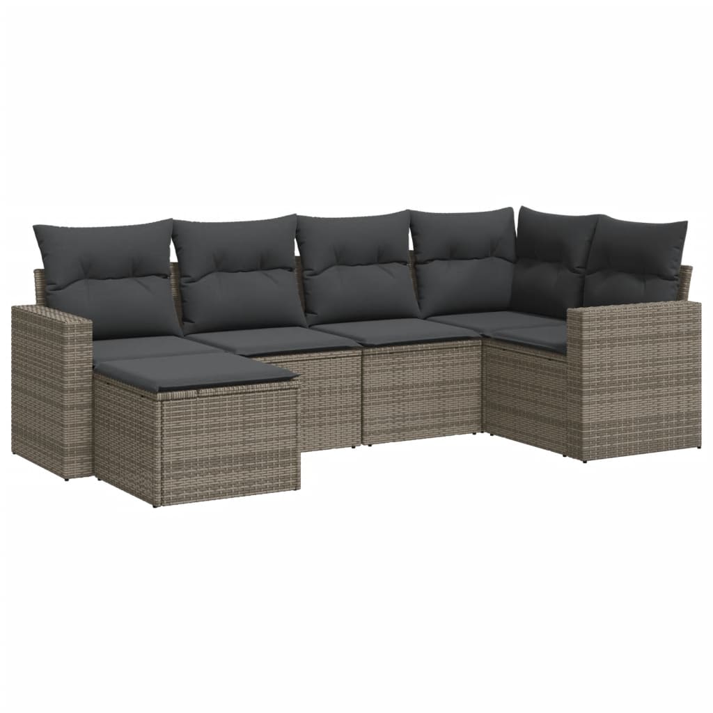 6-delige Loungeset met kussens poly rattan grijs is nu te koop bij PeponiXL, paradijselijk wonen!