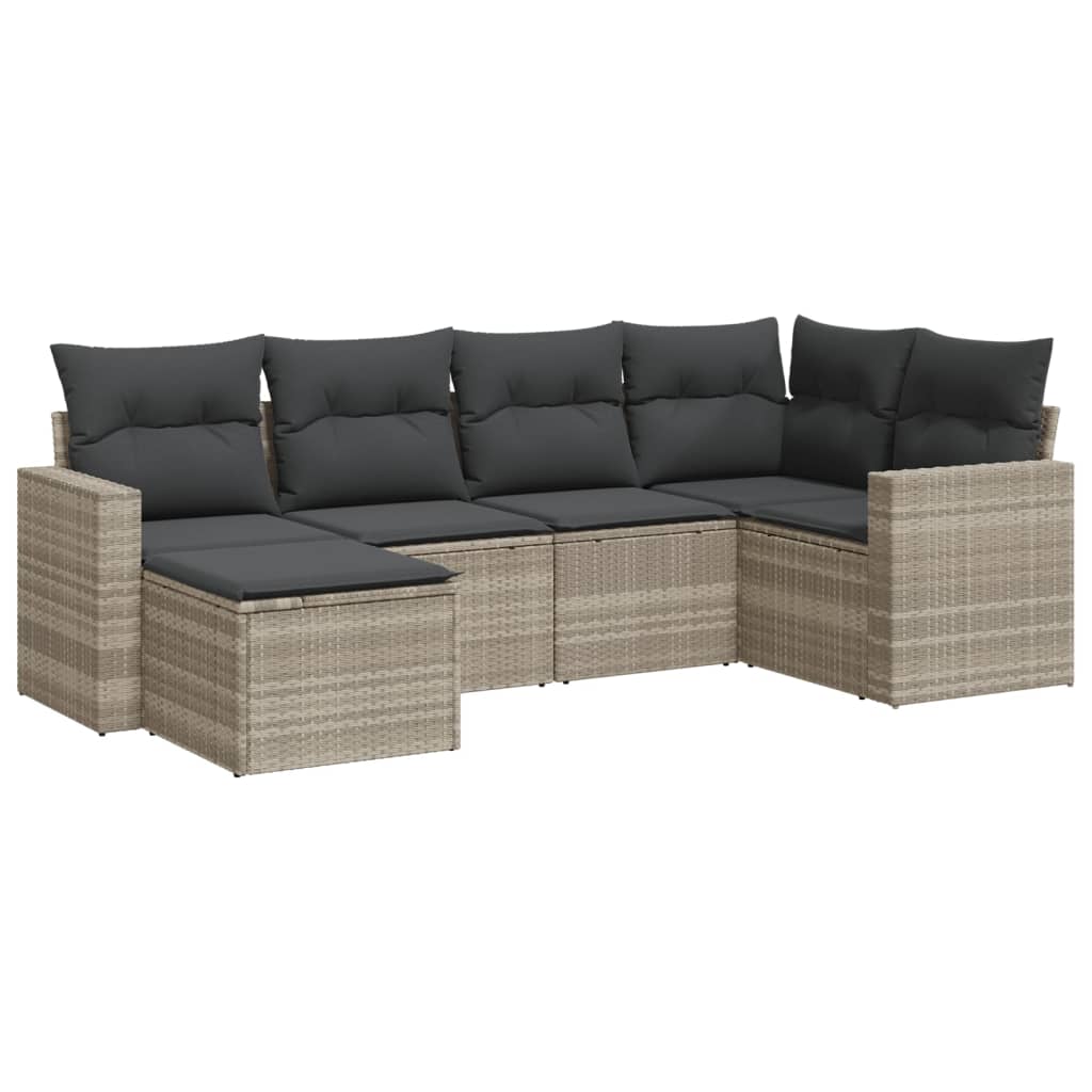 6-delige Loungeset met kussens poly rattan lichtgrijs is nu te koop bij PeponiXL, paradijselijk wonen!