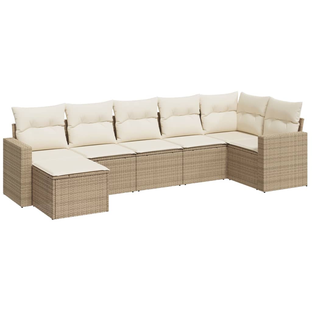 7-delige Loungeset met kussens poly rattan beige is nu te koop bij PeponiXL, paradijselijk wonen!