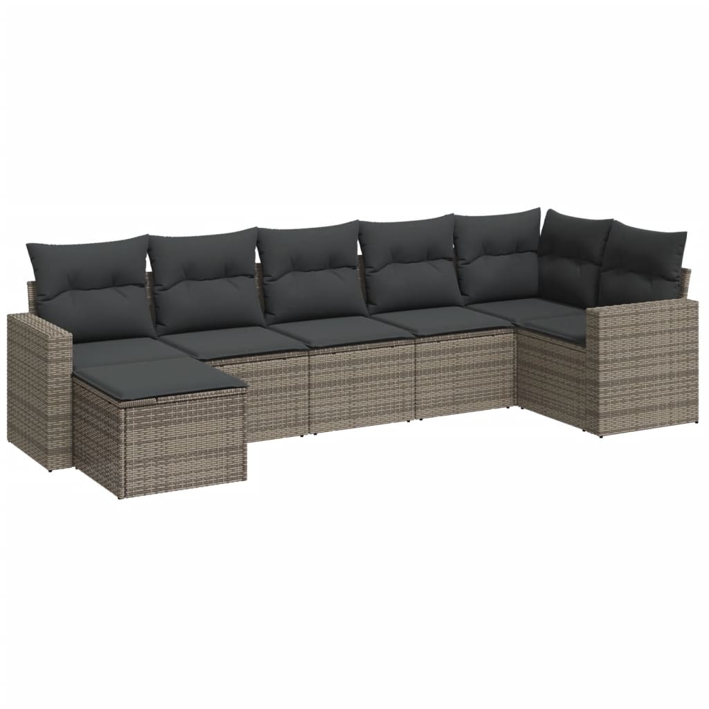 7-delige Loungeset met kussens poly rattan grijs is nu te koop bij PeponiXL, paradijselijk wonen!