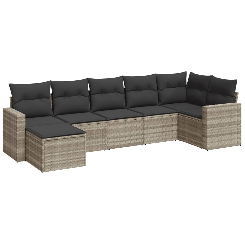 7-delige Loungeset met kussens poly rattan lichtgrijs is nu te koop bij PeponiXL, paradijselijk wonen!