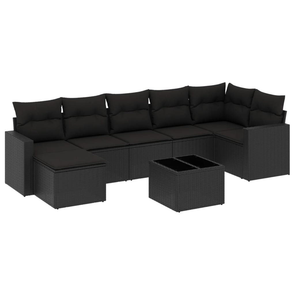 8-delige Loungeset met kussens poly rattan zwart is nu te koop bij PeponiXL, paradijselijk wonen!