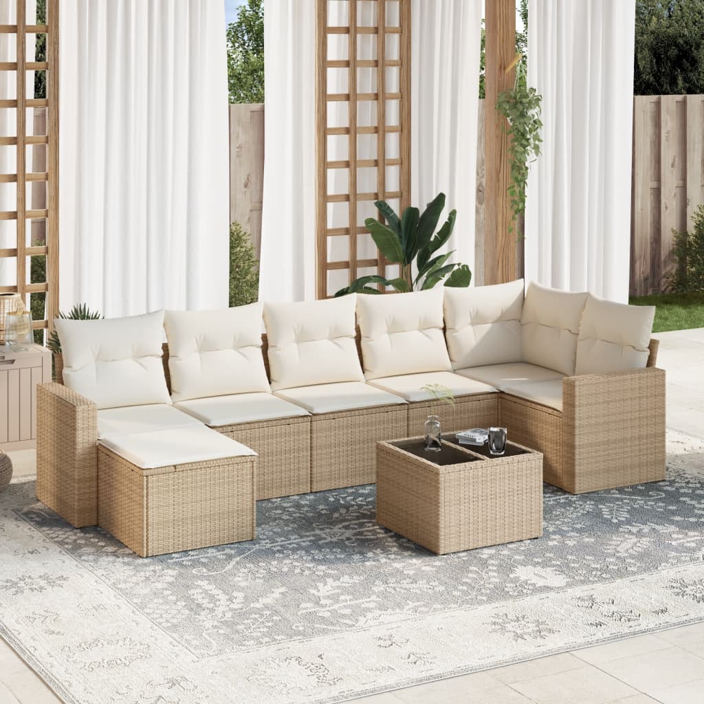 8-delige Loungeset met kussens poly rattan beige is nu te koop bij PeponiXL, paradijselijk wonen!