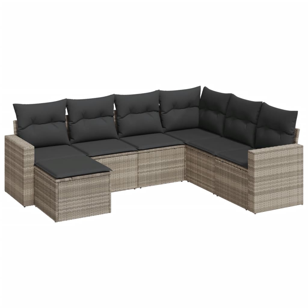 7-delige Loungeset met kussens poly rattan lichtgrijs is nu te koop bij PeponiXL, paradijselijk wonen!