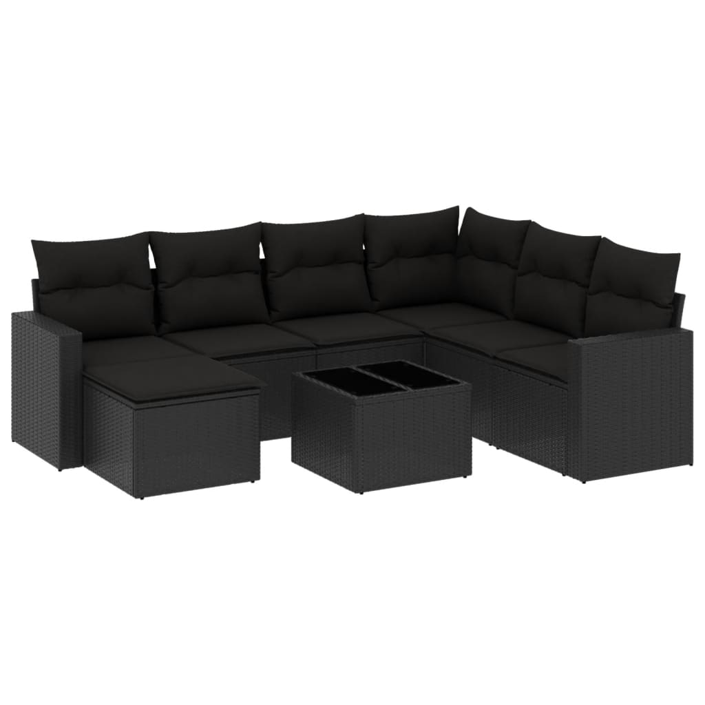 8-delige Loungeset met kussens poly rattan zwart is nu te koop bij PeponiXL, paradijselijk wonen!