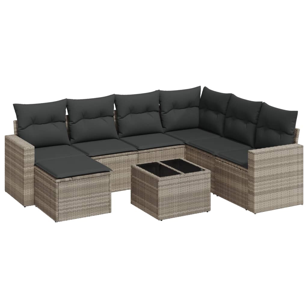 8-delige Loungeset met kussens poly rattan lichtgrijs is nu te koop bij PeponiXL, paradijselijk wonen!
