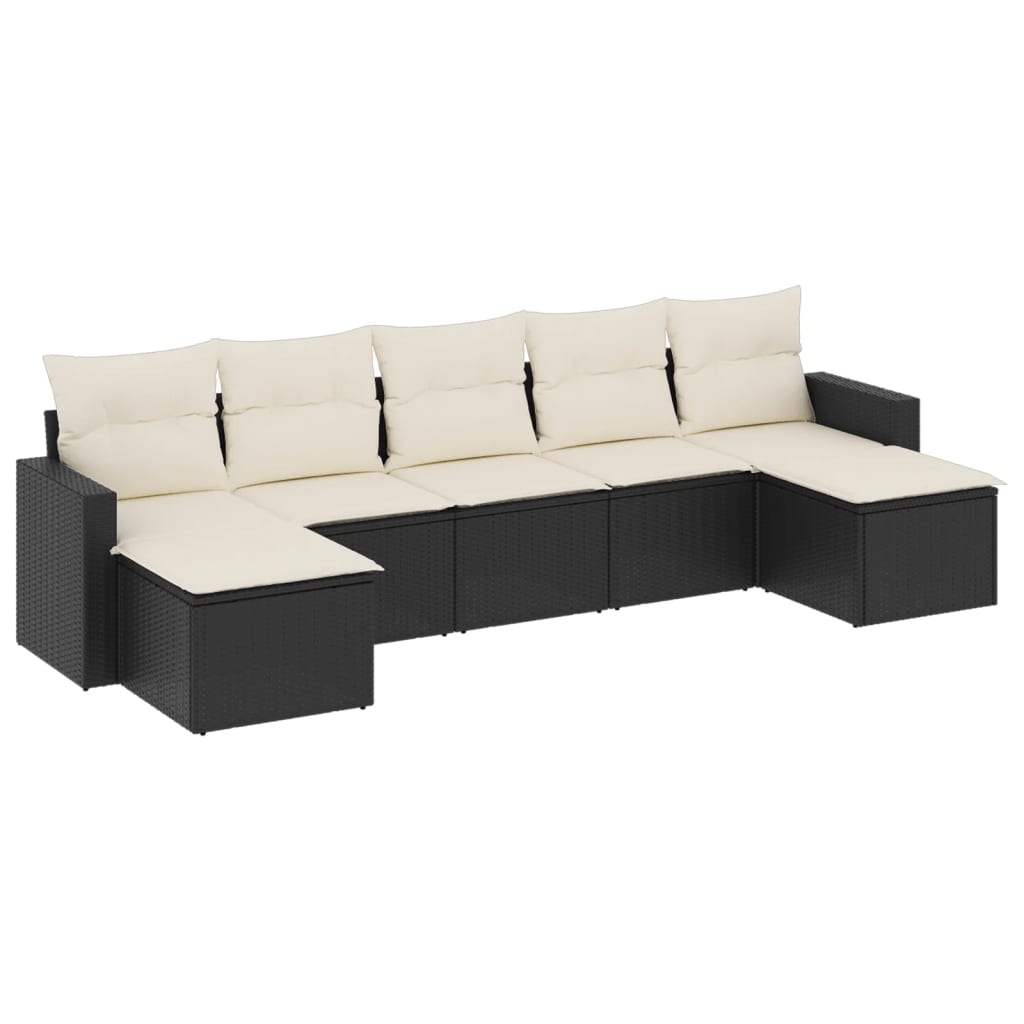 7-delige Loungeset met kussens poly rattan zwart is nu te koop bij PeponiXL, paradijselijk wonen!