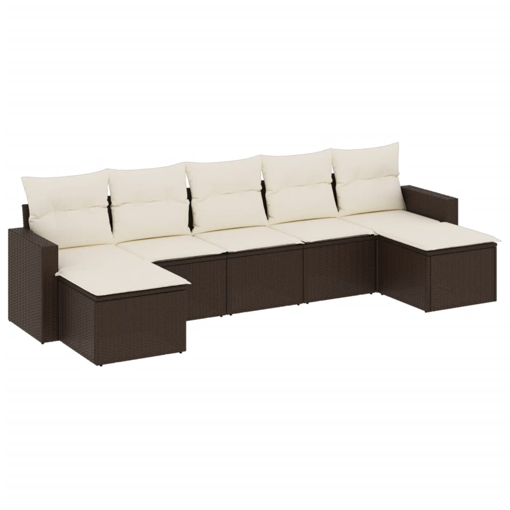 7-delige Loungeset met kussens poly rattan bruin is nu te koop bij PeponiXL, paradijselijk wonen!