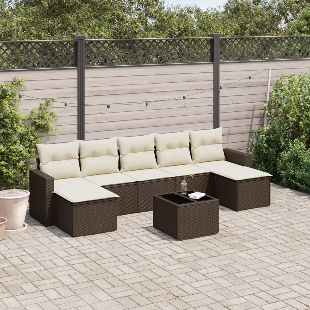 8-delige Loungeset met kussens poly rattan bruin is nu te koop bij PeponiXL, paradijselijk wonen!