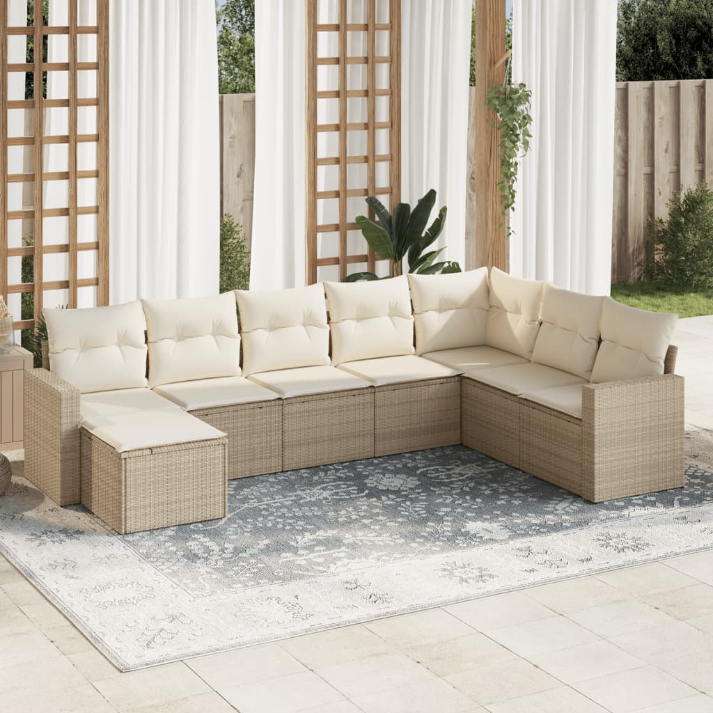 8-delige Loungeset met kussens poly rattan beige is nu te koop bij PeponiXL, paradijselijk wonen!