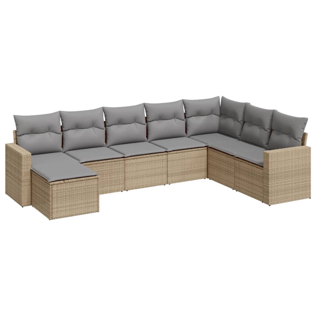 8-delige Loungeset met kussens poly rattan beige is nu te koop bij PeponiXL, paradijselijk wonen!