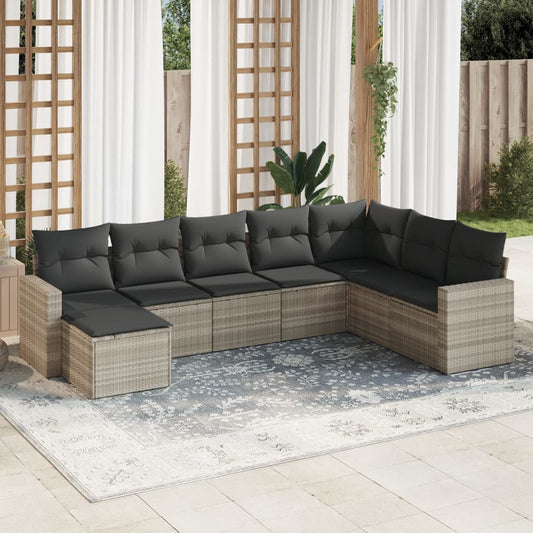 8-delige Loungeset met kussens poly rattan lichtgrijs is nu te koop bij PeponiXL, paradijselijk wonen!