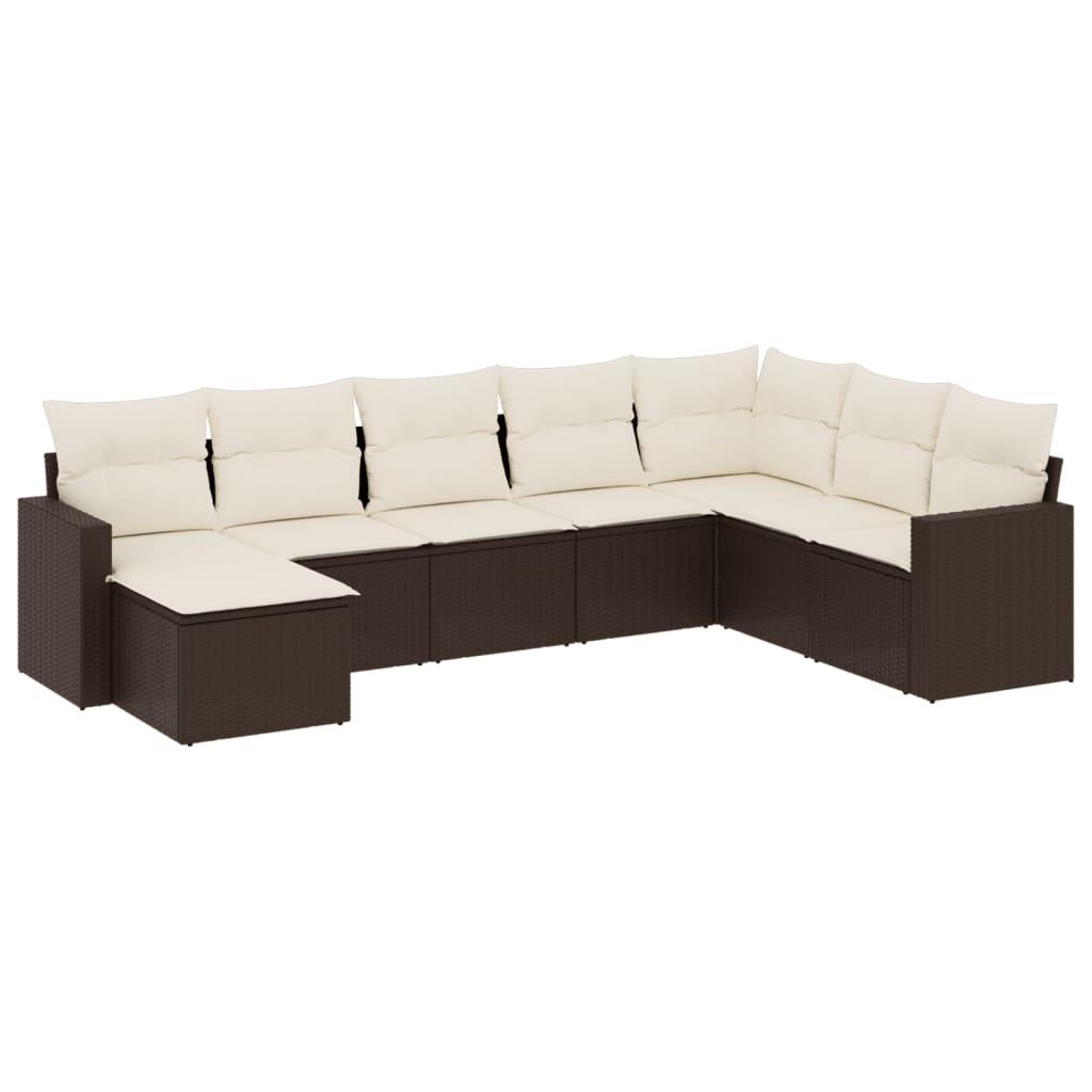 8-delige Loungeset met kussens poly rattan bruin is nu te koop bij PeponiXL, paradijselijk wonen!