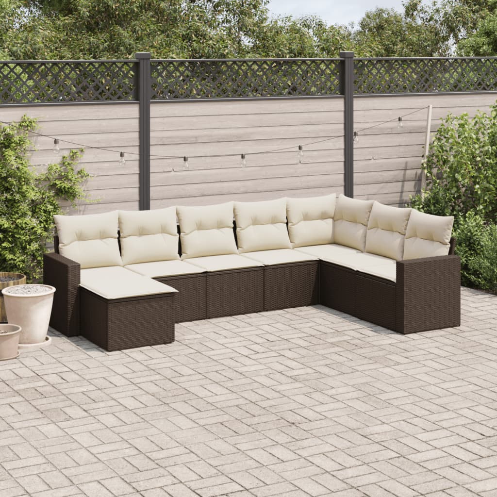 8-delige Loungeset met kussens poly rattan bruin is nu te koop bij PeponiXL, paradijselijk wonen!