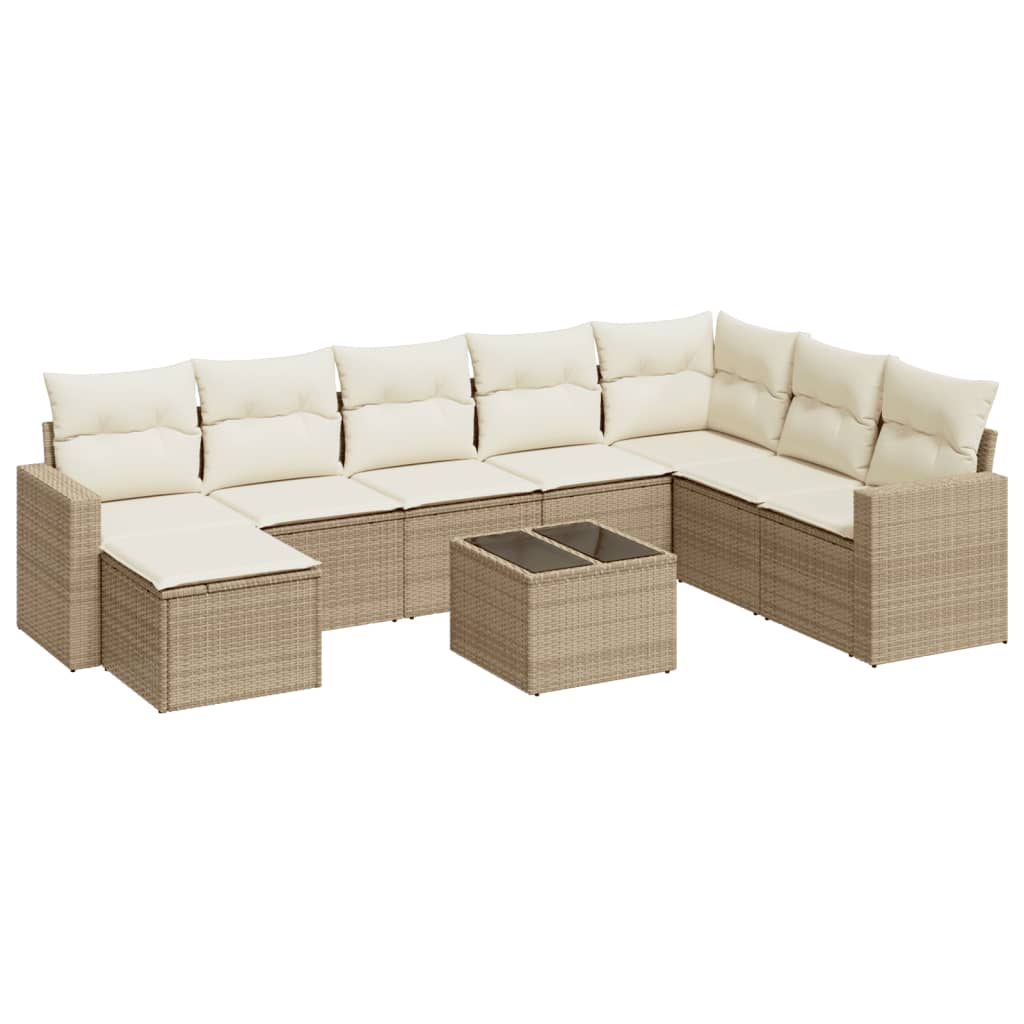 9-delige Loungeset met kussens poly rattan beige is nu te koop bij PeponiXL, paradijselijk wonen!