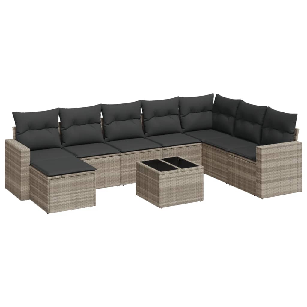 9-delige Loungeset met kussens poly rattan lichtgrijs is nu te koop bij PeponiXL, paradijselijk wonen!
