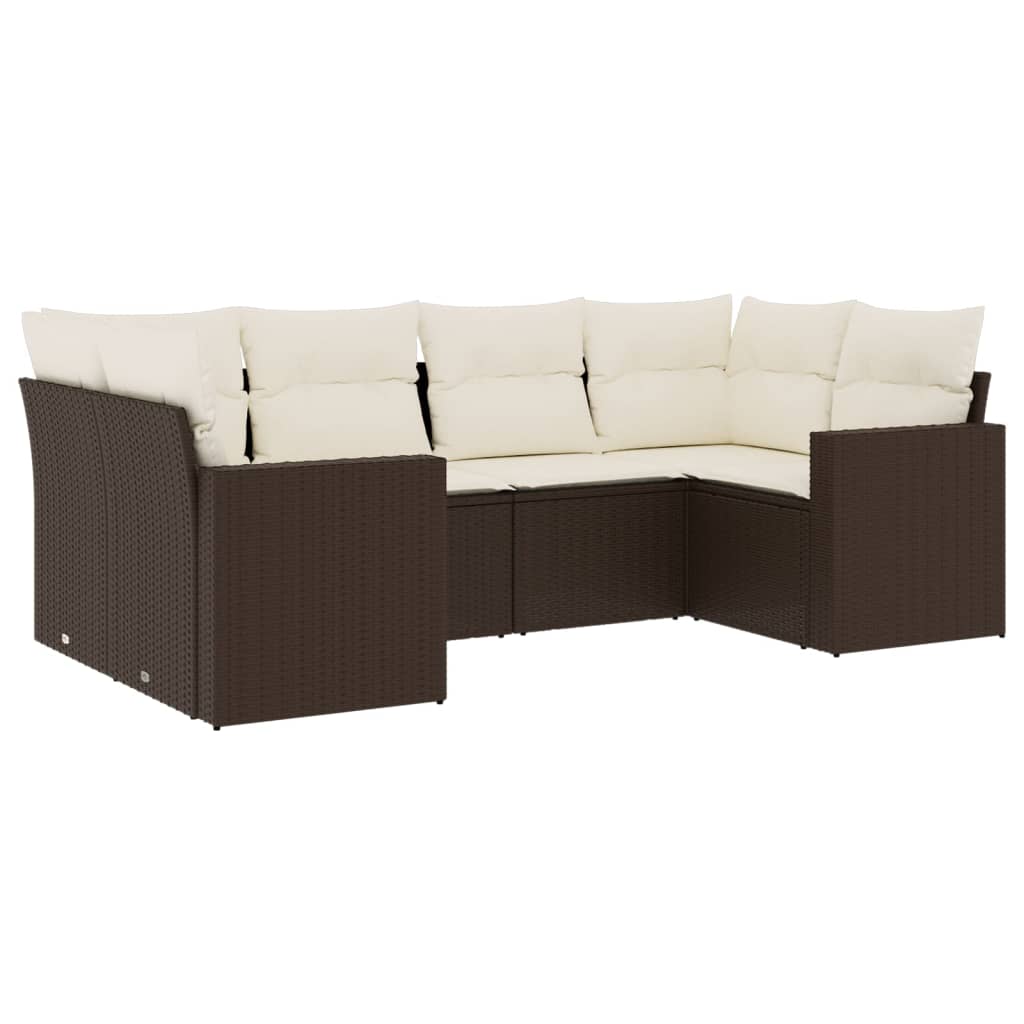 6-delige Loungeset met kussens poly rattan bruin is nu te koop bij PeponiXL, paradijselijk wonen!