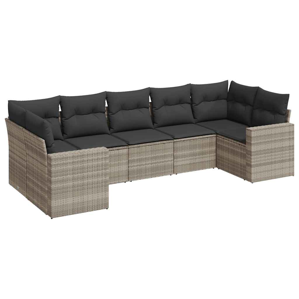 7-delige Loungeset met kussens poly rattan lichtgrijs is nu te koop bij PeponiXL, paradijselijk wonen!