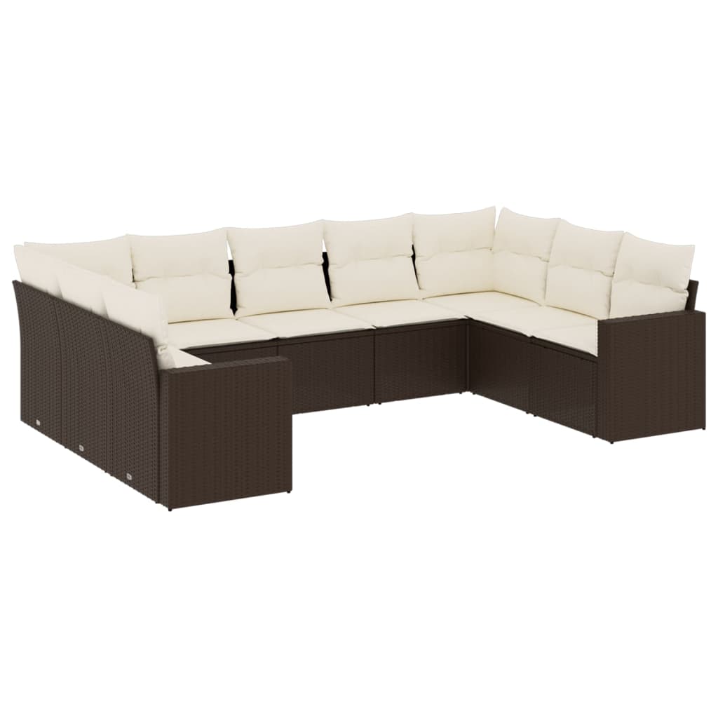 9-delige Loungeset met kussens poly rattan bruin is nu te koop bij PeponiXL, paradijselijk wonen!
