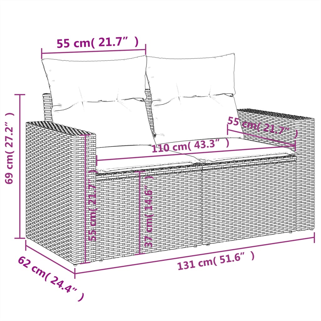 10-delige Loungeset met kussens poly rattan bruin is nu te koop bij PeponiXL, paradijselijk wonen!