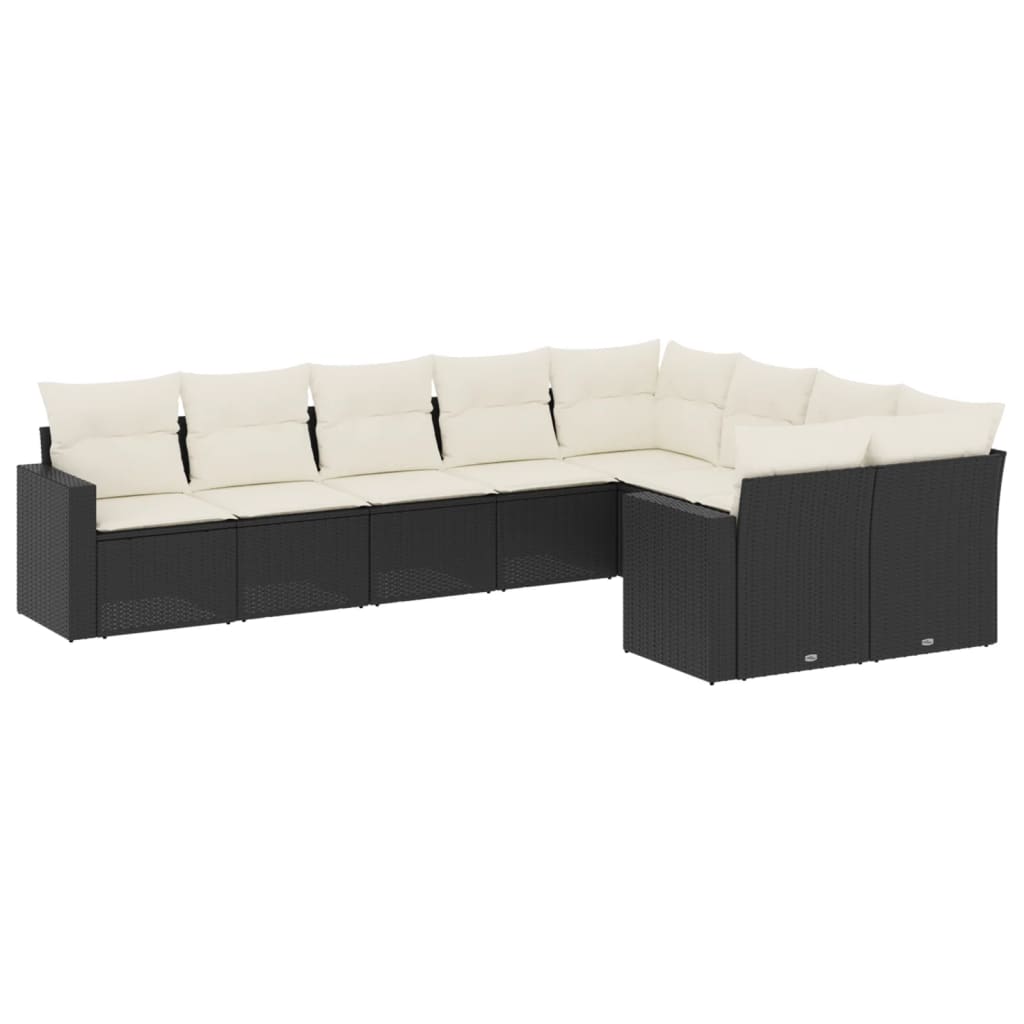 9-delige Loungeset met kussens poly rattan zwart is nu te koop bij PeponiXL, paradijselijk wonen!